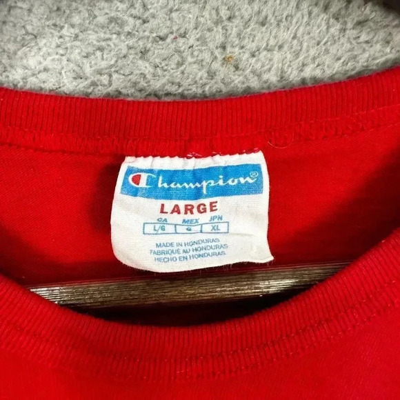 Champion Shirt mens large red black Signature Logo Streetwear Athletic‎ adult - Picture 2 of 5